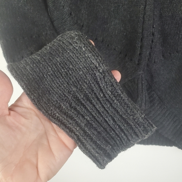 LOFT Sweater Womens XS Wool Blend Gray Turtleneck Open Knit Asymmetrical hem - Picture 5 of 6